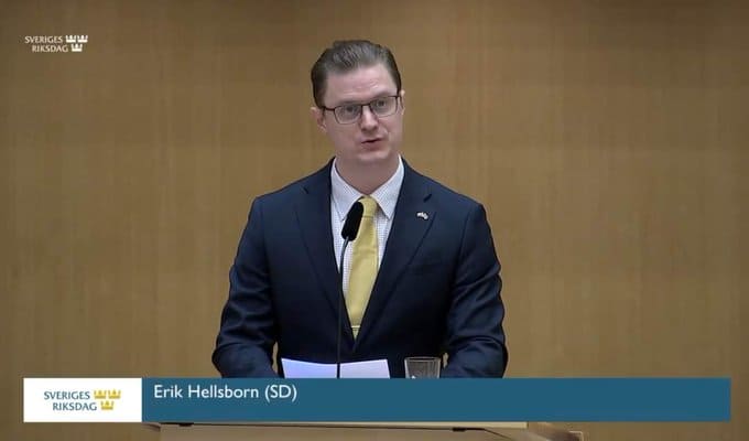Le discours d’Erik Hellsborn au Riksdag